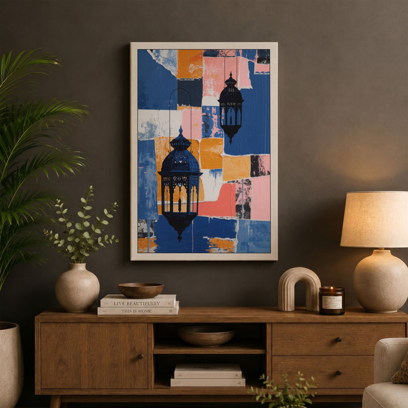 Lanterns in Geometry Eclectic - Wrapped Canvas, 36x24 - 91.4 x 61.0 cm, White Border