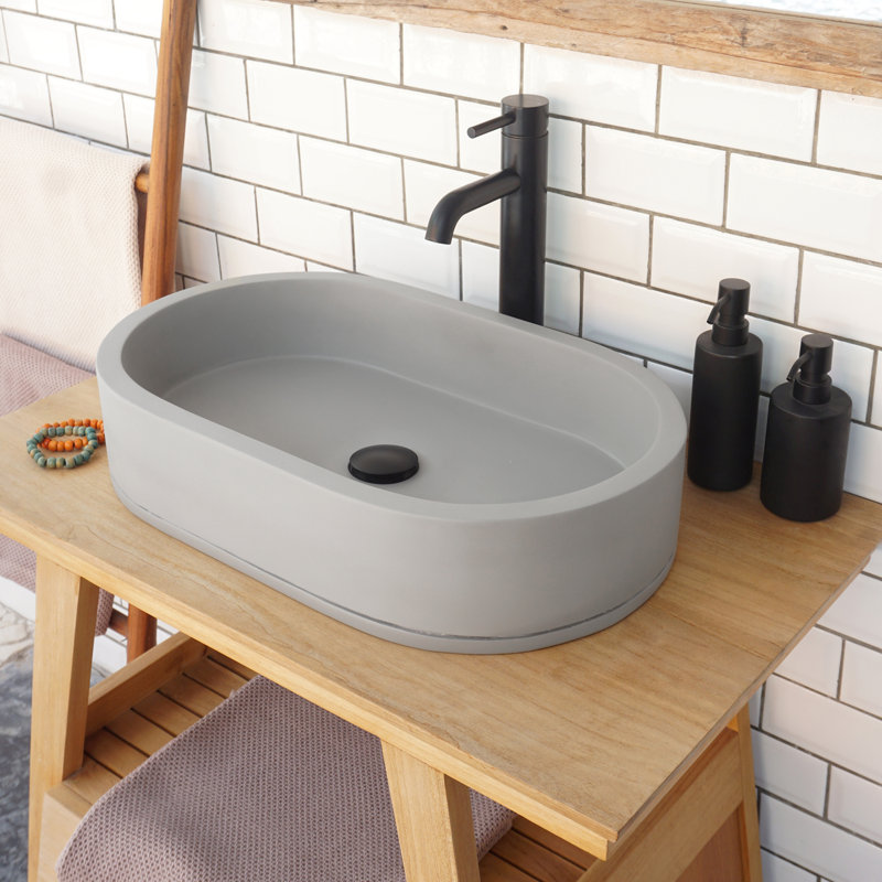Barclay Uri 22.75'' Concrete Oval Bathroom Sink, Light Gray