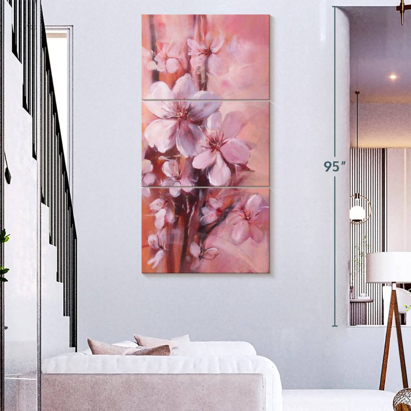 Fleurs d'amandier japonais, H 80 po x l 39 po