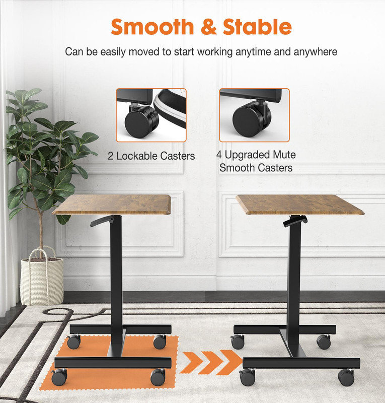 Sweetcrispy Small Mobile Rolling Standing Desk Rolling Desk Laptop Computer Cart for Home