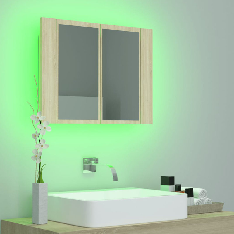 Metro Lane LED Bathroom Mirror Cabinet 80X12x45 Cm Acrylic, 90cm W x 12cm D x 45cm H , White
