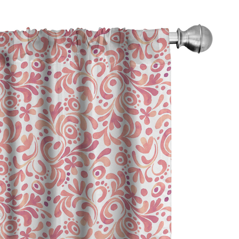 Watercolor Floral Semi-Sheer Rod Pocket Curtain Panels, 28" x 63"