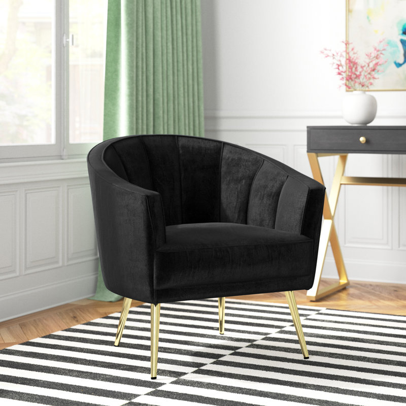  Benley Velvet Armchair, Black Velvet