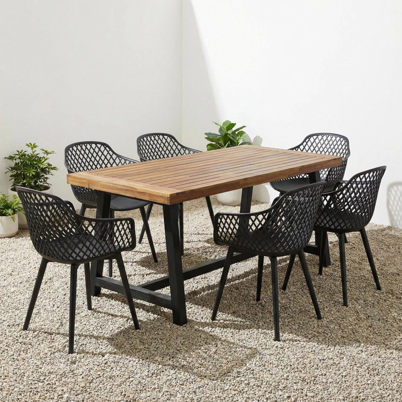 Furman 6 - Person Acacia Patio Dining Set with Rectangular Table