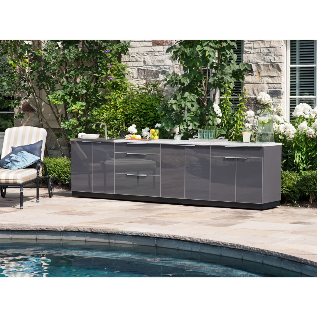 Outdoor Kitchen Aluminum 5 Piece Cabinet Set with 40 in. Natural Gas Performance Grill NewAge Products