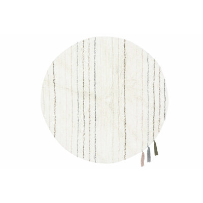 Woolable Kids Wool Striped Area Rug in White/Gray