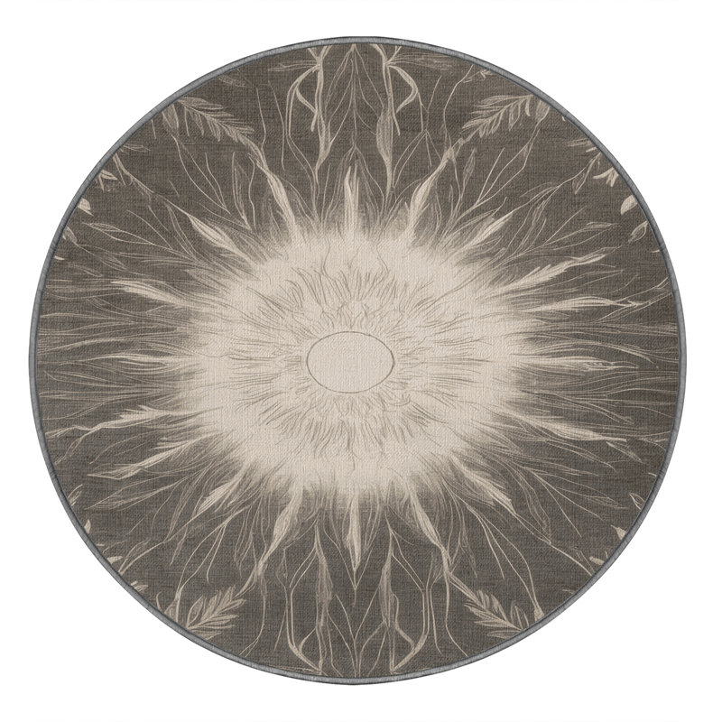 Tapis gris lavable à la machine, Rond 4 pi