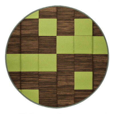 Machine Washable Checkered Green Area Rug