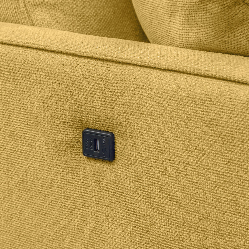 70.1" Living Space Sofa 3 Seater With Waterproof Fabric , Usb Charge Port, Yellow 100% Polyester