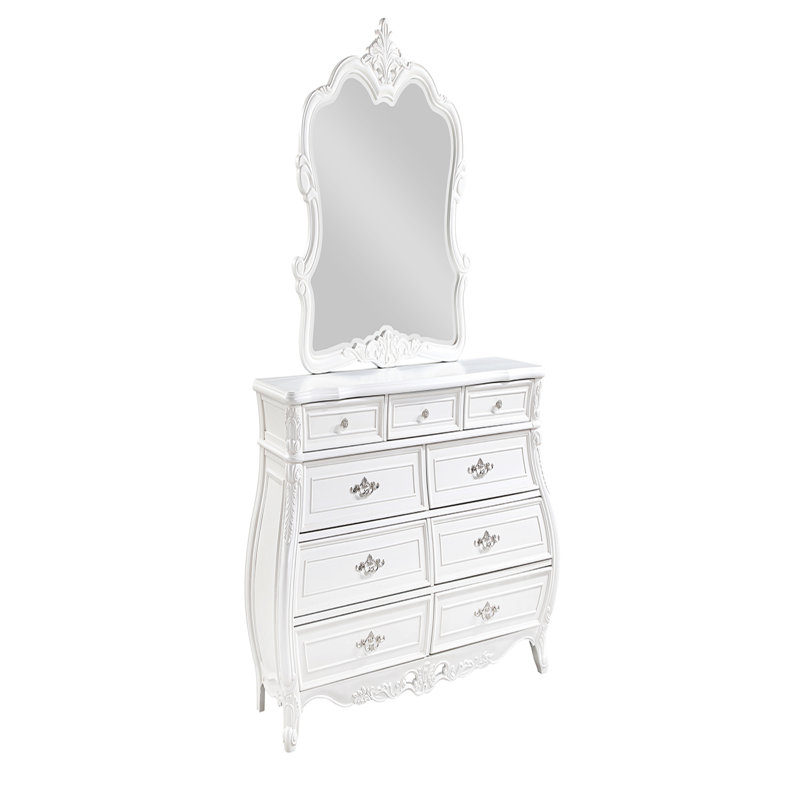 Modern Style 9- Drawer Dresser Made with Wood in Pearl White