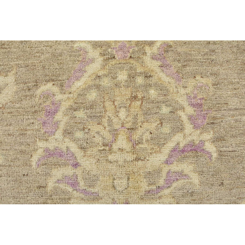 Tapis brun en laine noué à la main de conception unique 10 pi x 14 pi 2 po