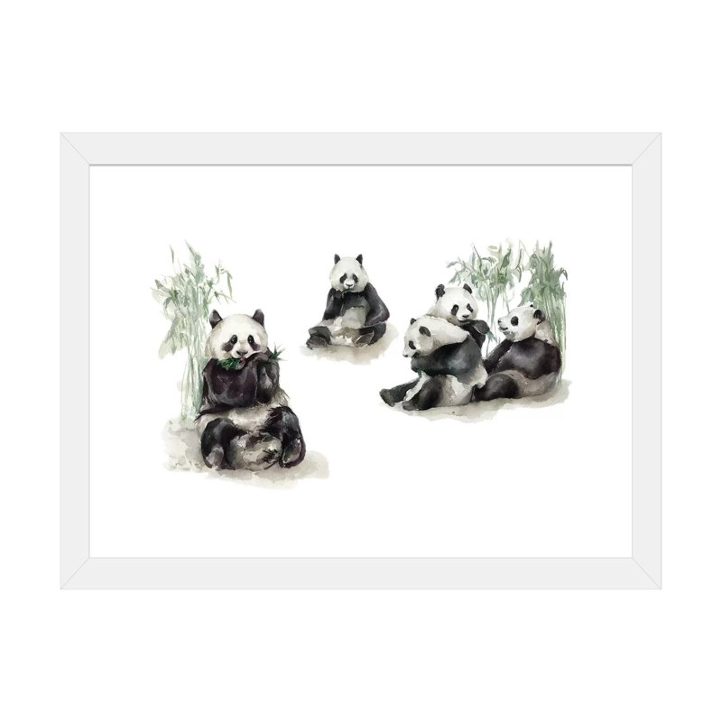 Pandas, H 24 po x l 32 po x P 1 po, Papier encadré blanc