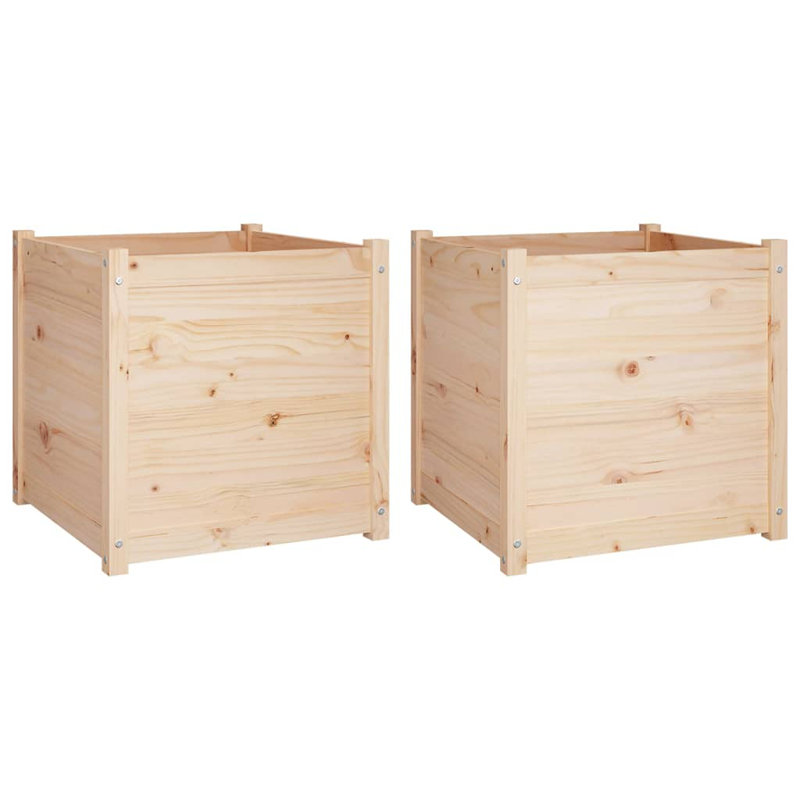 Wood Pot Planter, 23.6" H x 23.6" W x 23.6" D, Natural, 2