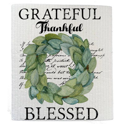 Grateful Thankful Blessed Wreath SWEDISH DISH CLOTHS ( Set Of 2) -  The Holiday Aisle®, C2B1E10F8FB940A4887861D5041503A5