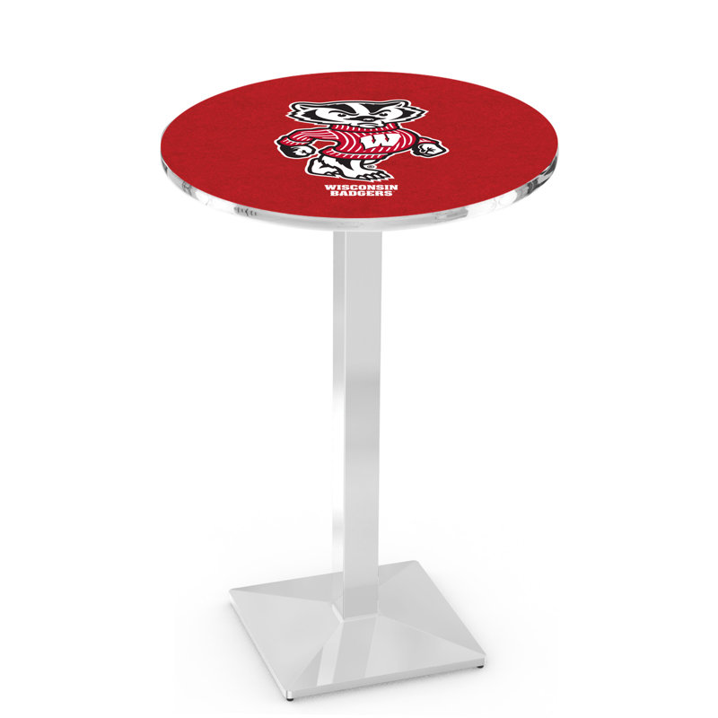 Table bistro NCAA 36 ", Chrome, Université du Wisconsin - Logo "W"