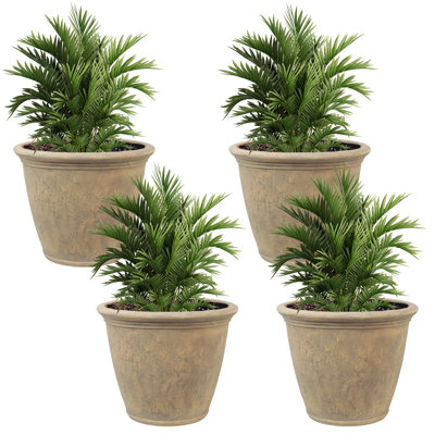 Blough 24" x 24" x 20" Round Polyresin Outdoor Planter Pot - Beige - Set of 4