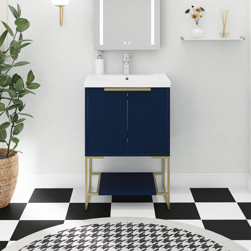 Meuble-lavabo simple 24 po avec plateau en résine Babbin, Brun
