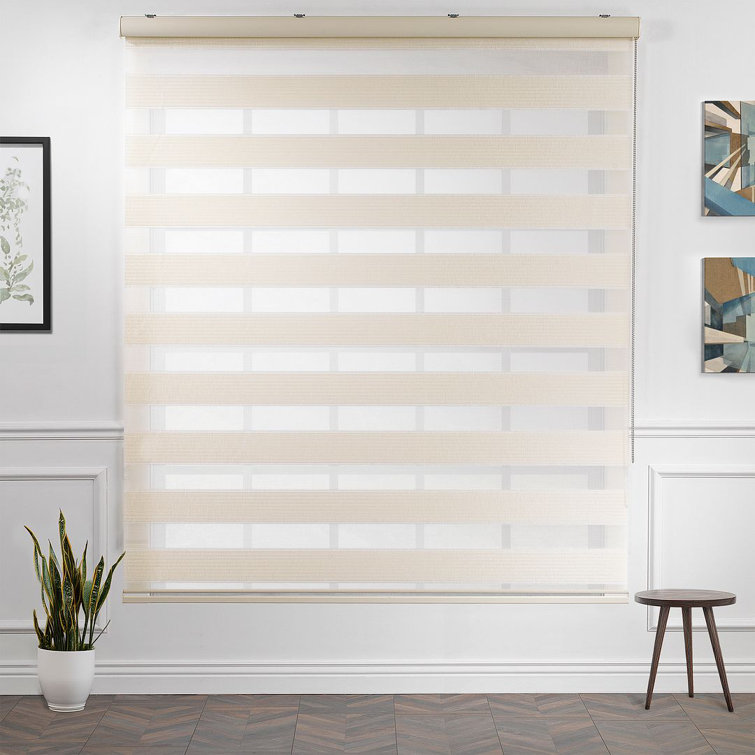 Thin Pleated Linen Texture Ground Cordloop Banded Roller Shade