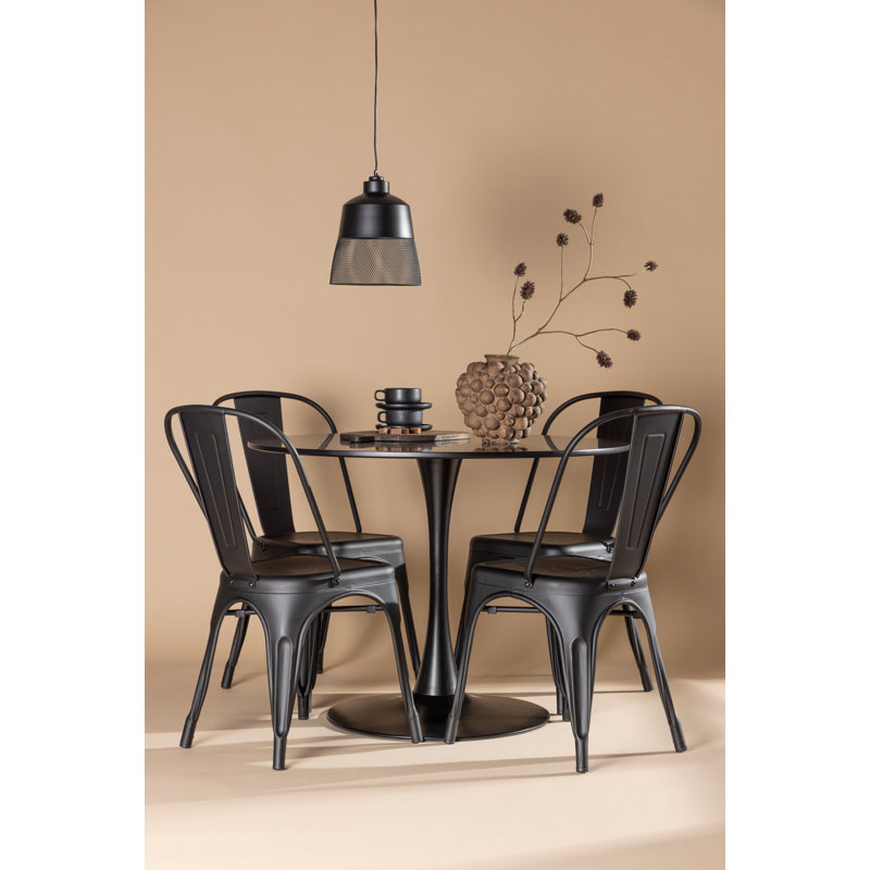 Torres 4 - Person Dining Set, Black, Black