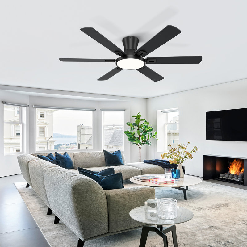 Ventilateur de plafond encastré noir mat Trerise, 52", Noir