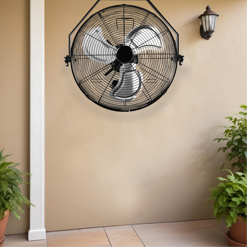 18 po Ventilateur mural industriel noir à 3 vitesses