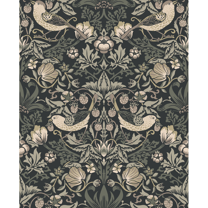 Mamadou Fragaria Garden 10.05 m x 53 cm Wallpaper Roll, Black/Cream/Taupe