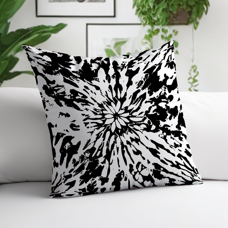 Coussin Percil, H 15 po x l 15 po, Noir / blanc