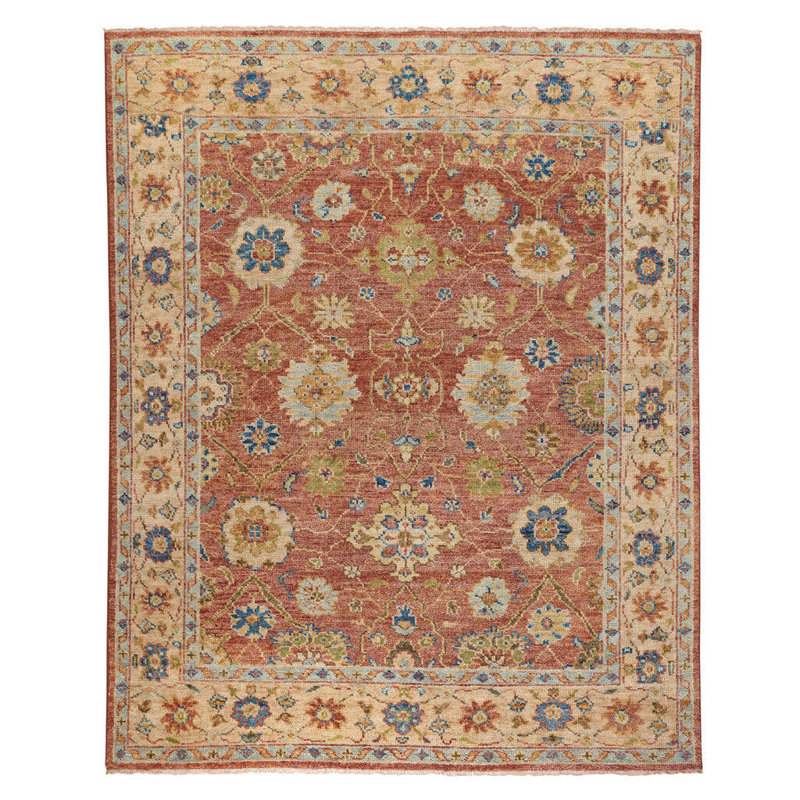 Charleigh-Ziegler Hand Knotted Wool Oriental Area Rug in Brown, Rectangle 9' x 12'