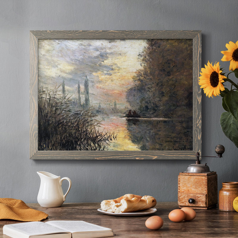 «Evening At Argenteuil, 1876», reproduction d'art encadrée sur toile par J Paul, Cadre photo gris simple