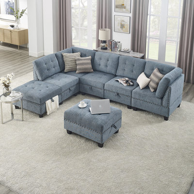 Akelius 116.01" Chenille Square Arm Sofa