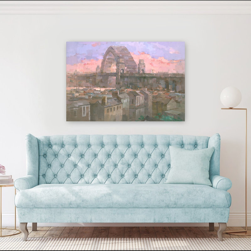 Sydney Bridge Twilight Impressionist Abstract Contemporary Architecture City Wall Art Print 1 Piece Wrapped Canvas Wall Art