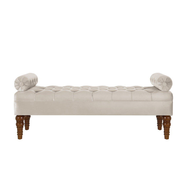 51.48" W Tufted Upholstered Bench, Champagne