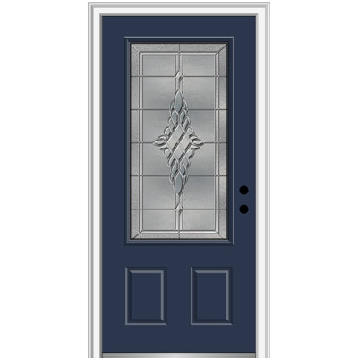 Grace Painted Both Sides The Same 3/4 Lite 2-Panel Fibreglass Prehung Front Entry Door on 6-9/16" Frame