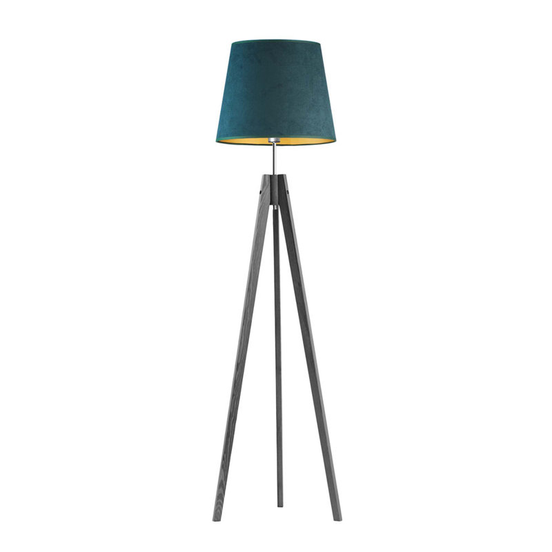 Bianco 149cm Tripod Floor Lamp, Bottle Green/Gold, Grey