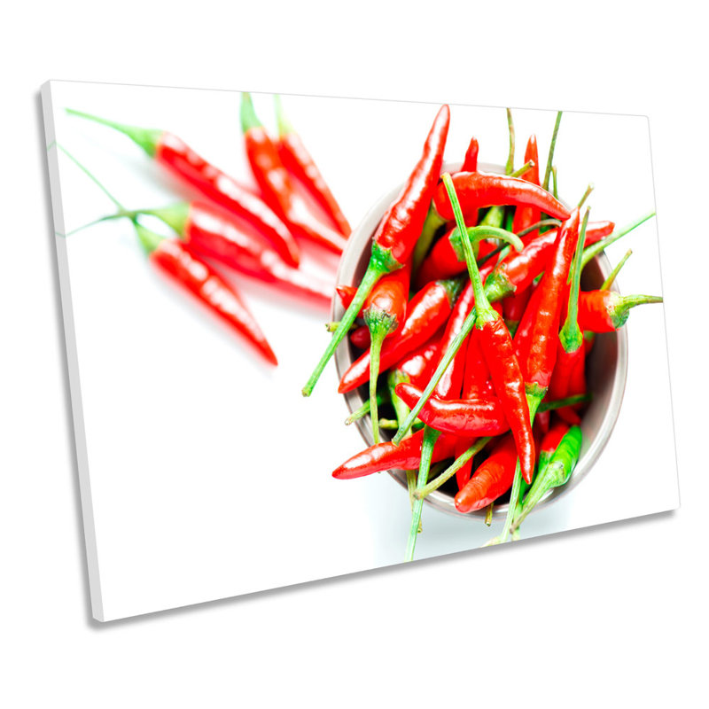 Red Bowl Chilli Kitchen Hot - Wrapped Canvas Print, 61cm H x 91.4cm W x 4cm D