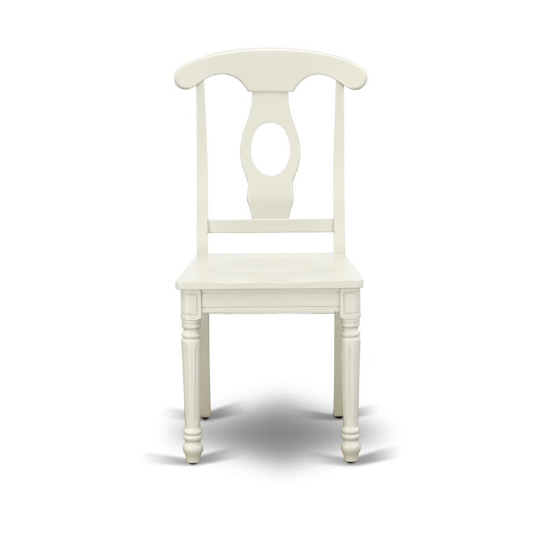 Kenley Dinette Chairs - Napoleon Back Solid Wood Seat Kitchen Chairs, Set of 2, Linen White