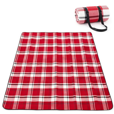 Adivo Waterproof Outdoor Picnic Mat, 150 x 200 cm, Red, Plaid, Acrylic