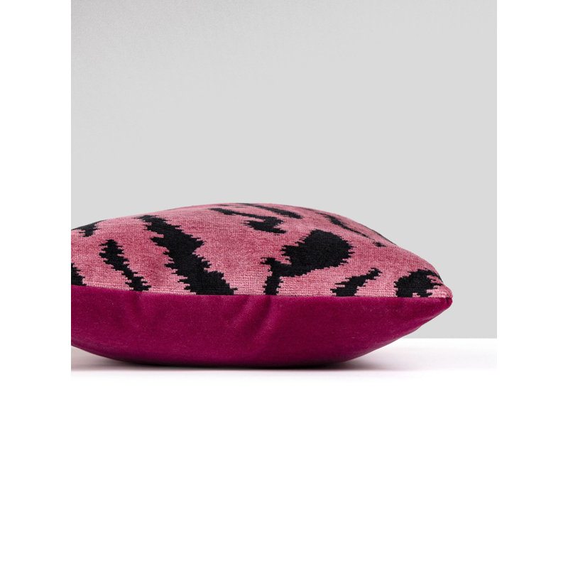 Wild Glamour Silk Pillow Cover & Insert, Blue/Black/Black Animal Print, 14" H x 22" W x 6" D