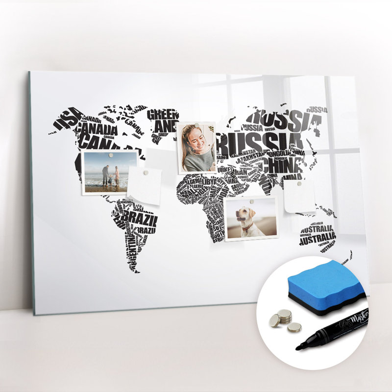 Magnetic Glass Dry Erase Board, Black
