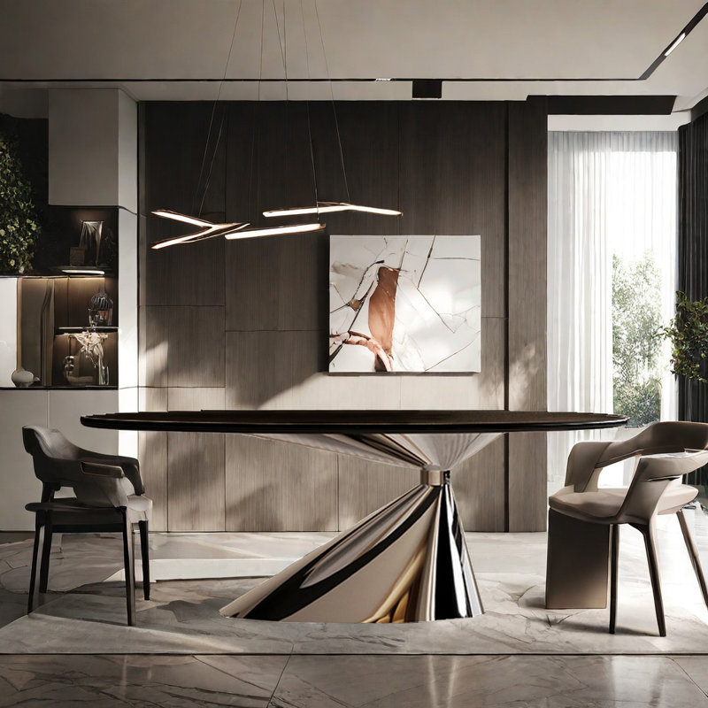 Art rock plate dining table, 29.5"H x 62.9"L x 31.4"W