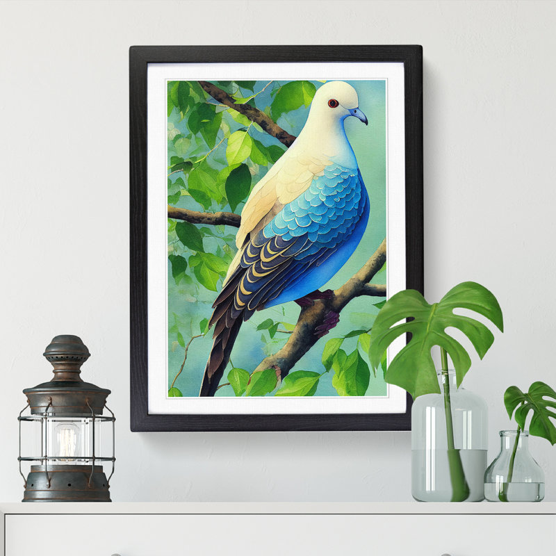 Watercolour Dove Bird Vol.3 - Picture Frame Print, Black, 64cm H x 46cm W x 2cm D
