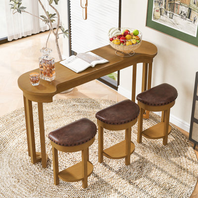 Ensemble de 4 tables de bar avec 3 tabourets de bar rembourrés en polyuréthane