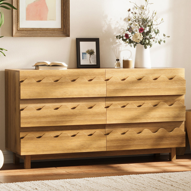 Commode 6 tiroirs 60 po, Chêne