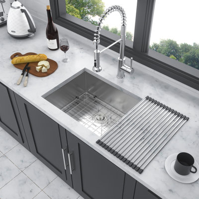 23 Inch Undermount Sink - Single Bowl Stainless Steel Kitchen Sink 16 Gauge 9 Inch Deep Kitchen Sink Basin
