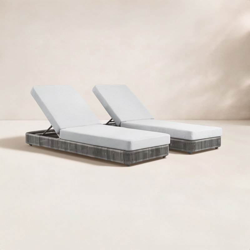 Tenby Poveromo Outdoor Metal Chaise Lounge, Stone Gray