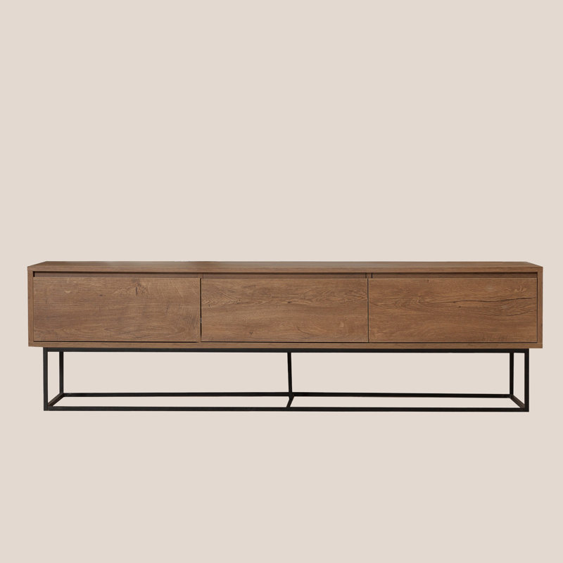 Rectangle Metal Frame Base Tv Stand For Tvs Up To 78'' With 3 Drawers