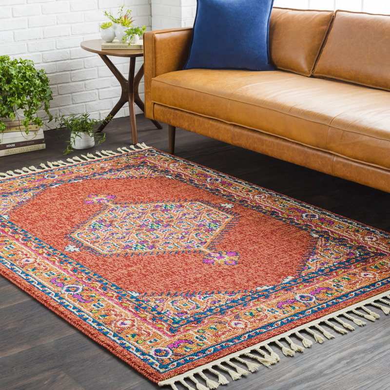 Tapis bleu/rose sud-ouest Denya, Rectangle 9 pi 3 po x 12 pi 1 po
