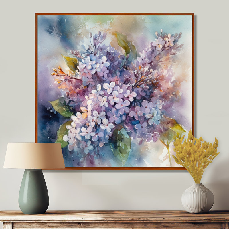Mauve, vert, beaux lilas IV - impression, H 24 po x l 24 po, Cadre flottant brun
