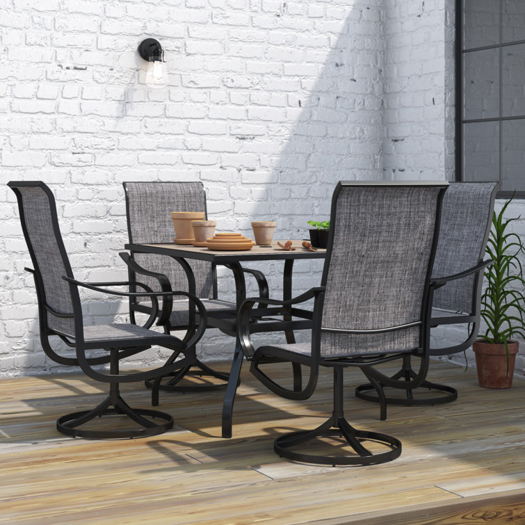 Alyah 4 - Person Metal Patio Dining Set with Square Table