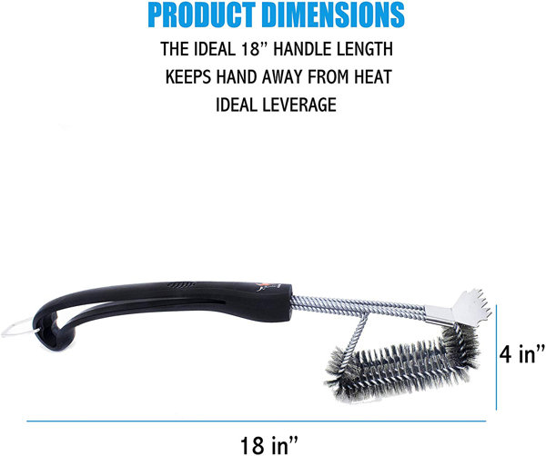 Kona Safe/Clean Grill Brush - Bristle Free BBQ Grill Brush - 100% Rust  Resistant Stainless Steel Barbecue Cleaner - Safe for Porcelain, Ceramic